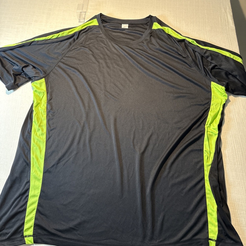Sport Tek t shirt black and neon green 4XLtall-‎ polyester